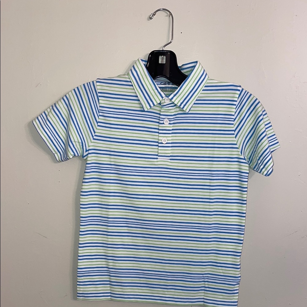 Garb Classic Blue and Green Striped Polo Shirt
